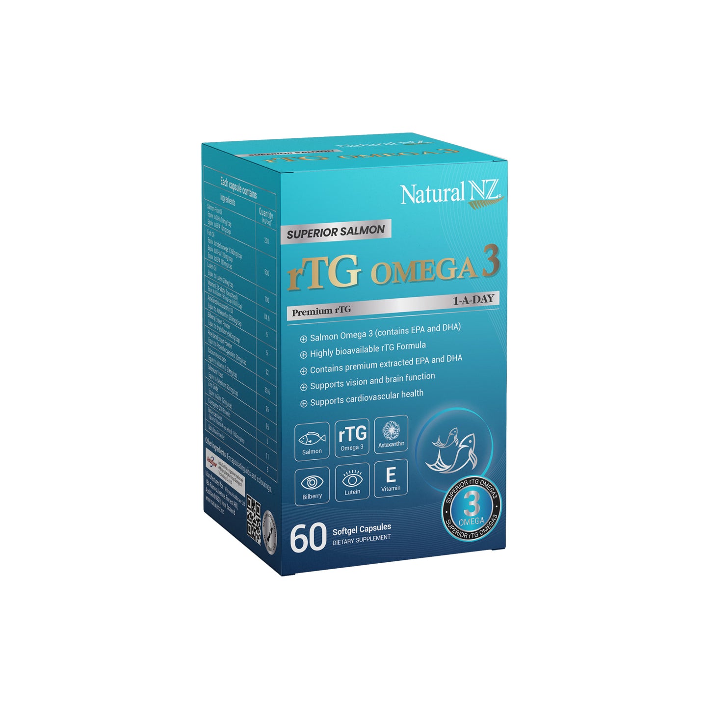 Natural NZ Premium Salmon rTG Omega3 60 Softgel(s)
