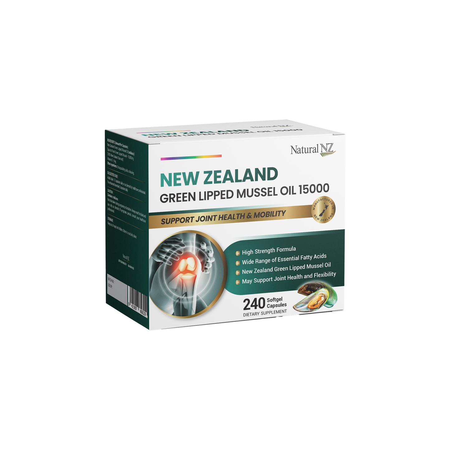 Natural NZ GLM Green Lipped Mussel Oil 15000mg 240 Softgel Caps