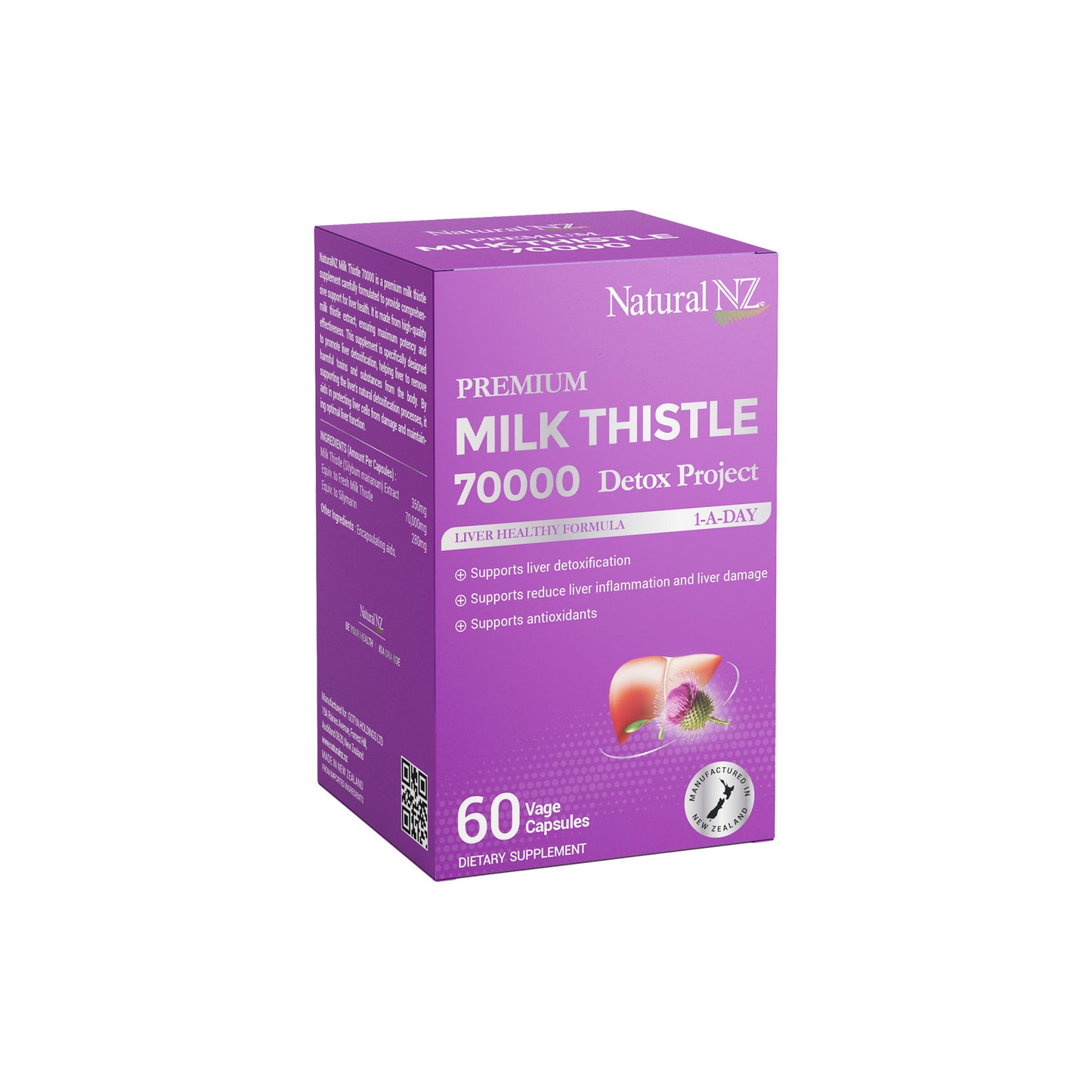 Natural NZ Premium Milk Thistle 70000 60 Vege-Caps