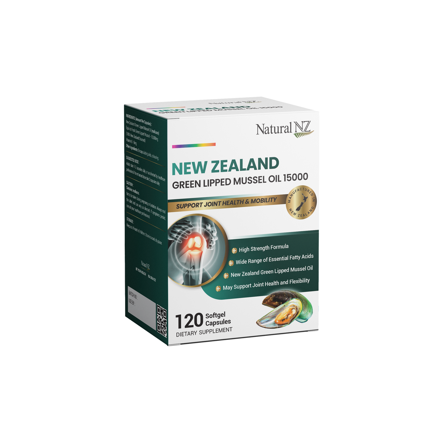 Natural NZ GLM Green Lipped Mussel Oil 15000mg 120 Softgel Caps