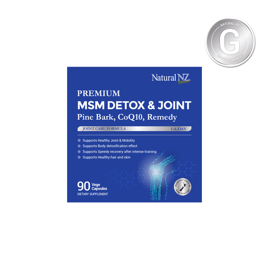 Natural NZ Premium MSM Detox & Joint (Pine Bark, CoQ10, Remedy) 90 vege caps