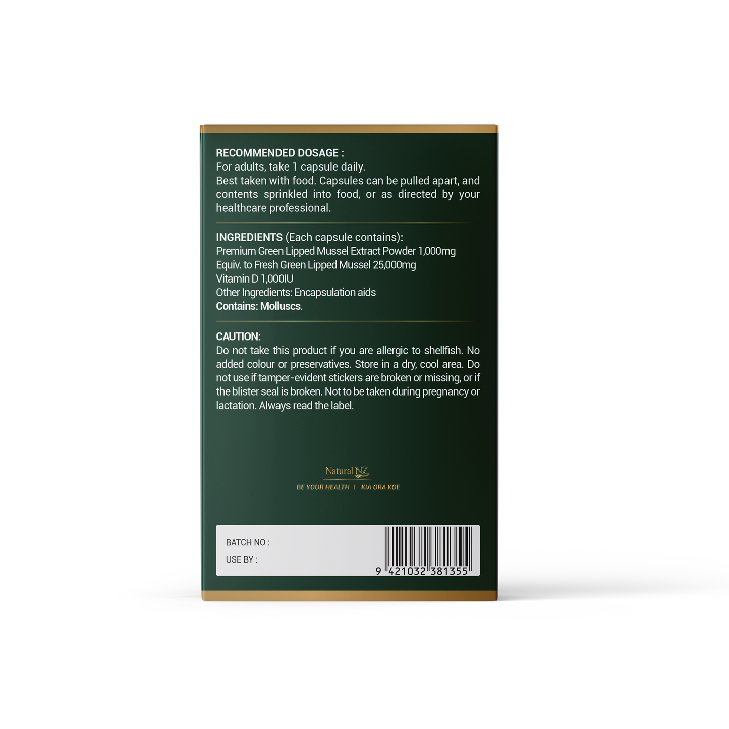 Natural NZ Green Lipped Mussel 25,000mg 90 Vege Caps